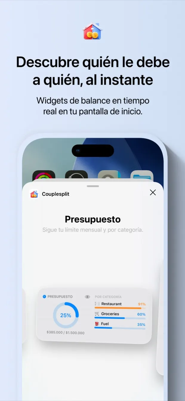 Widgets de balance y presupuesto para la pantalla de inicio