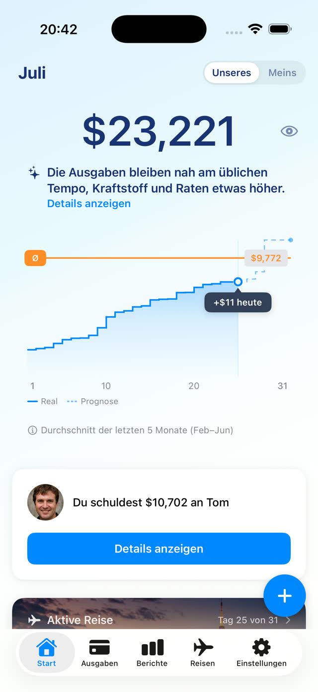 Echte Couplesplit-Startansicht